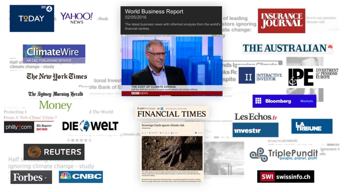 Collage of news headlines.