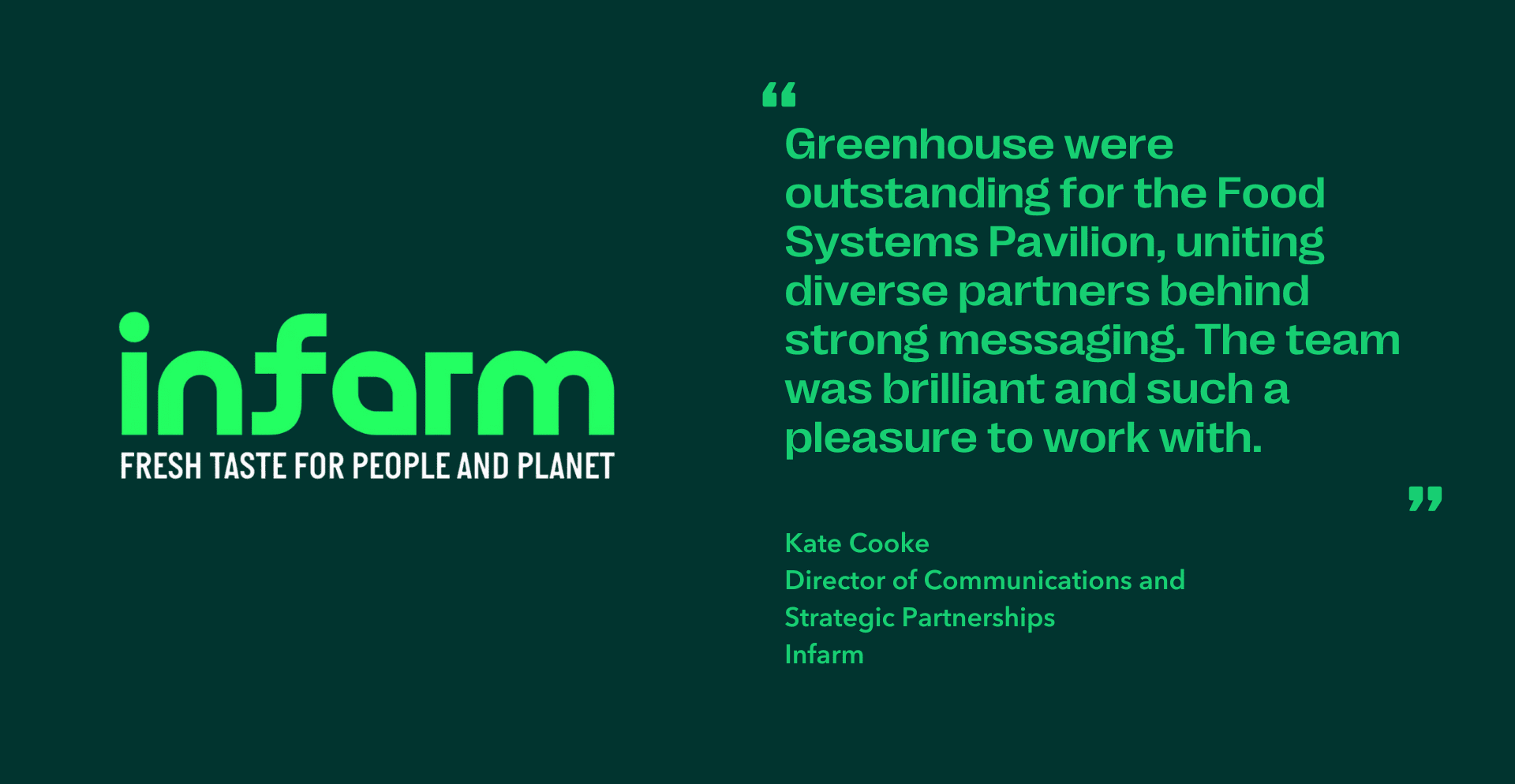 Quote by Kate Cooke, Director of Communications and Strategic Partnerships at Infarm